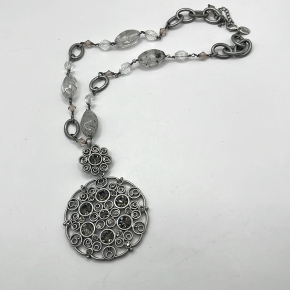 Lia Sophia Matte Silver Tone with large removable pendant Oversized - Picture 5 of 12